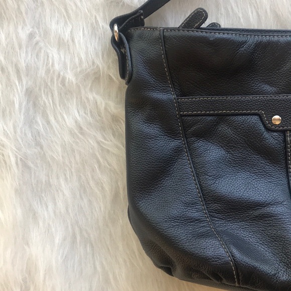 Genuine Leather Black Hoop Handle Purse - Picture 3 of 8